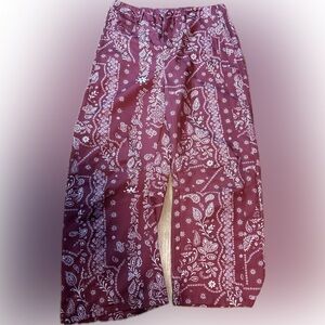 High-Rise Women’s Jeans in Burgundy Bandana Print
